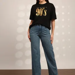 Globus Varsity Printed Drop-Shoulder Sleeves Oversized Pure Cotton T-shirt image 3