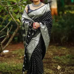 CaniBani Paisley Zari Silk Blend Banarasi Saree-picture-17