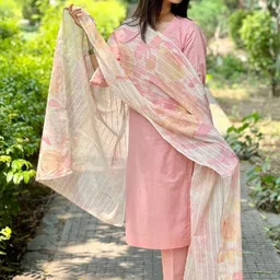 LIVIX Women Floral Regular Pure Cotton Kurta with Trousers & With Dupatta image 2