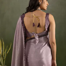 HERE&NOW Ombre Embroidered Satin Saree image 4