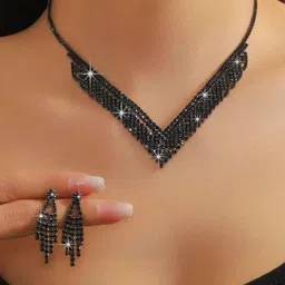 DKane Designs Gold-Plated Artificial Stones Studded Necklace Set-picture-20