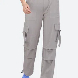 FCK-3 Women Urban High-Rise Wrinkle Free Relaxed Fit Parachute Trousers-image-47