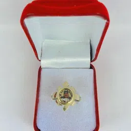 R G MART Unisex Asthadhatu Shivling Shank Rudraksha Para Brass Gold Plated Finger Ring image 4