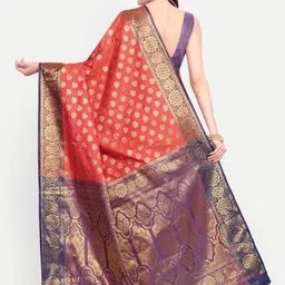 AKSH FASHION Orange Silk Blend Sarees image 3