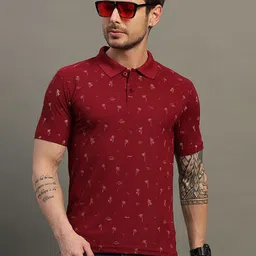 TIMBER HITCH Conversational Printed Polo Collar Cotton T-shirt-picture-19