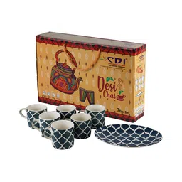 CDI Blue & White Ethnic Motifs Printed Ceramic Glossy Mugs Set of Cups and Mugs image 5