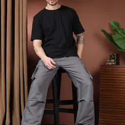 Kotty Men Relaxed Easy Wash Cargos Trousers-image-78