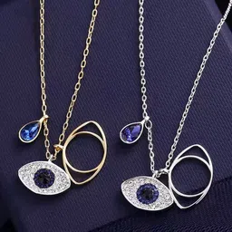 Jewels Galaxy Set Of 2 Gold-Plated Stainless Steel American Diamond Pendant With Chain-picture-20
