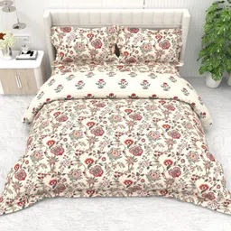 THE WHITE MOSS Shelton Combo Red & Cream-Coloured Floral Heavy Winter 400 GSM Comforter-picture-38