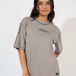 Styli Women Typography Printed Round Neck Cotton Oversized T-shirt-picture-39