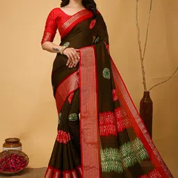 Mitera Ethnic Motifs Zari Art Silk Banarasi Saree-picture-17