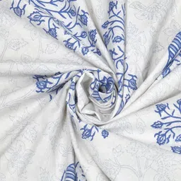 Sangria White & Blue Ethnic Motifs Pure Cotton 210TC Double King Bedsheet Set-2.74mx2.28m image 5
