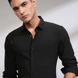 HIGHLANDER Men Dobby Textured Occasion Shirt-picture-37