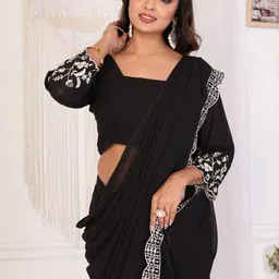 PATLANI STYLE Georgette Ready to Wear Saree With Unstitched Embroidered Blouse image 2