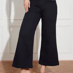 Miss Chase Women Wide Leg Mid-Rise Heavy Fade Stretchable Jeans-image-75