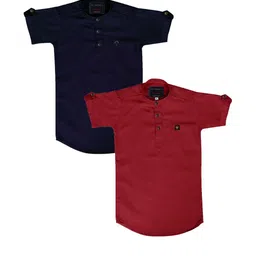 OJ TREND Kids-Boys Navy Blue Kurtas-picture-32