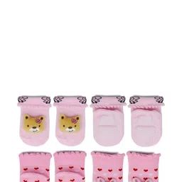 NESKA MODA 6 To 12 Months Baby Set Of 2 Pair Cotton Anti Slip Face Ankle Socks/ Booties image 2