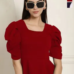 Metronaut Women Pack of 2 Puff Sleeve Peplum Top-picture-25