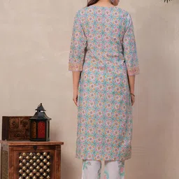 NAVYAAZRI Women Ethnic Motifs Printed Regular Pure Cotton Kurta with Trousers image 2