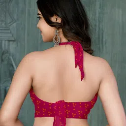 THE FASHION ATTIRE TIARAA Geometric Bandhani Printed Chiffon Saree With Blouse image 5