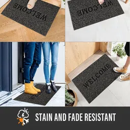 Aura 2-Pcs Grey & Green Textured Anti-Skid Doormats image 3