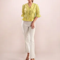 Zink London Tie-Up Neck Bell Sleeves Top-image-84