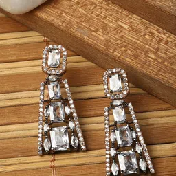 ZENEME Rose Gold-Plated Contemporary Drop Earrings-picture-29