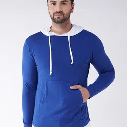 GRITSTONES Men Blue Pockets Hooded Cotton T-shirt-picture-20