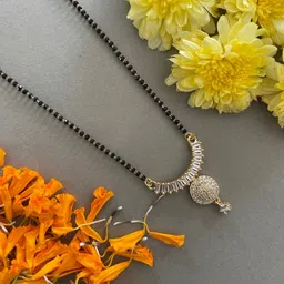Digital Dress Room Gold-Plated Black & White Stone Studded & Beaded Mangalsutra-picture-21