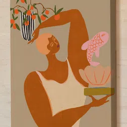 ASIAN MONK Multicoloured Single Piece Wood Floral and Botanical Wall Paintings image 5