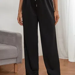 FLYNOFF Women Relaxed Straight Leg Loose Fit Trousers-image-3