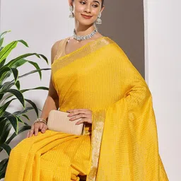 Meena Bazaar Woven Design Zari Tussar Saree image 4