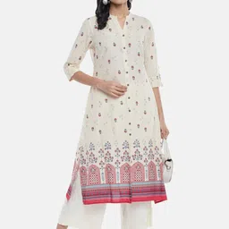 RANGMANCH BY PANTALOONS Women Off White Ethnic Motifs Embroidered Thread Work Anarkali Kurta-image-12