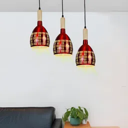 GAUVIK Maroon Printed Aluminium Ceiling Lamp image 2