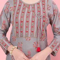 BAESD Girls Floral Printed Daily Cotton Straight Kurta image 2