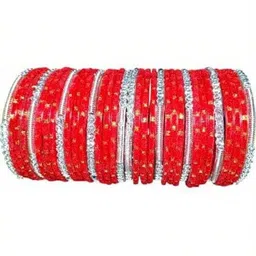 Instyle Forever Set Of 10 Red Glass Artificial Stones Bangle image 1