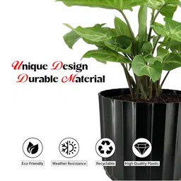 GARDEN'S NEED Set Of 5 Black Textured Planters image 5