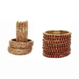 LLL FASHION Set Of 2 Multi Glass Artificial Stones & Beads Bangle-picture-13