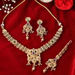 Anouk Gold-Plated Stone Studded & Beaded Jewellery Set-picture-49