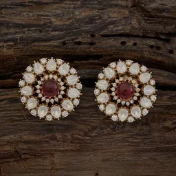 Kushal's Fashion Jewellery Kundan Floral Studs-picture-37