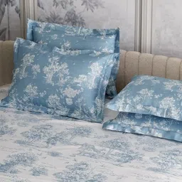 Stoa Paris French Bloom White Printed Cotton 300 TC King Bedsheet Set-2.74 m x 2.74 m image 5