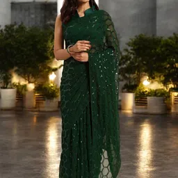 KIMISHA Embellished Sequinned Poly Georgette Saree-picture-16