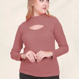 KIK33 Women Ribbed High Neck Long Sleeves Crop Fitted Top-picture-12