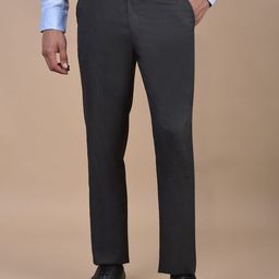 Cantabil Men Solid Regular Fit Mid-Rise Flat-Front Formal Trousers-picture-22