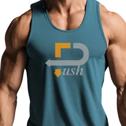 3Colors Printed Gym Vest VEST-NCUT-PUSH-AF BLUE_M image 3