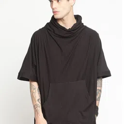 PUNK Men Black High Neck Loose T-shirt-picture-28