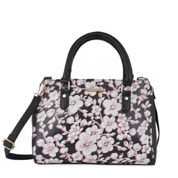Lapis O Lupo Black Floral Printed Structured Handheld Bag image 1