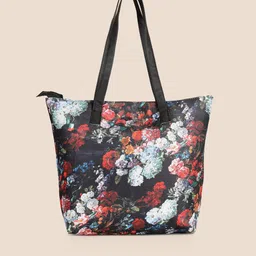 DressBerry Black & Red Floral Printed Oversized Shopper Tote Bag-picture-30
