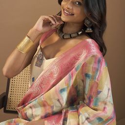Saree mall Abstract Zari Woven Design Sungudi Sarees-picture-42