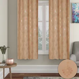 Cortina Beige & Gold-Toned 2 Pieces Ethnic Motifs Black Out Window Curtains-picture-33